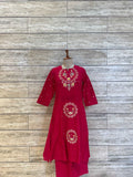 pure mul  cotton with embroider dupatta set