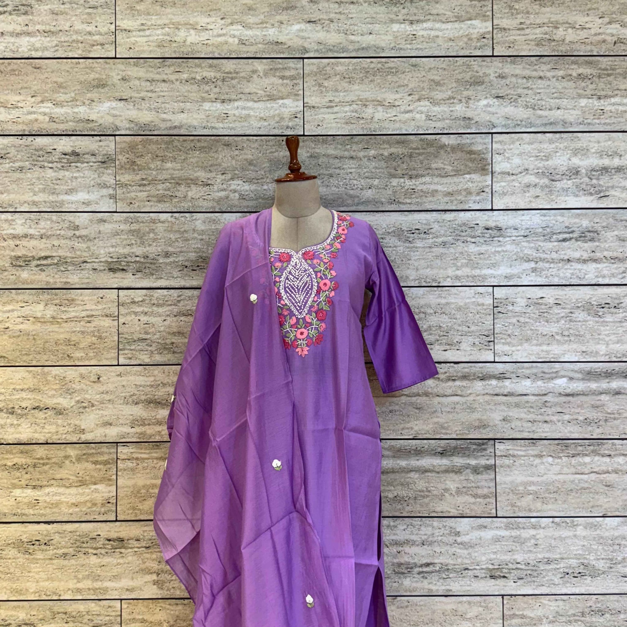 Festive Wear Pure Muslin Dupatta Set With Embroidery MS007