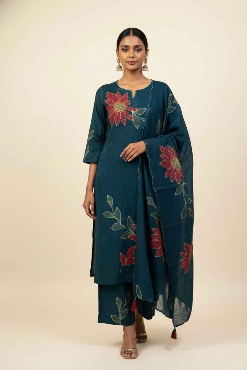 Premium mul chanderi Dupatta Set with embroidery