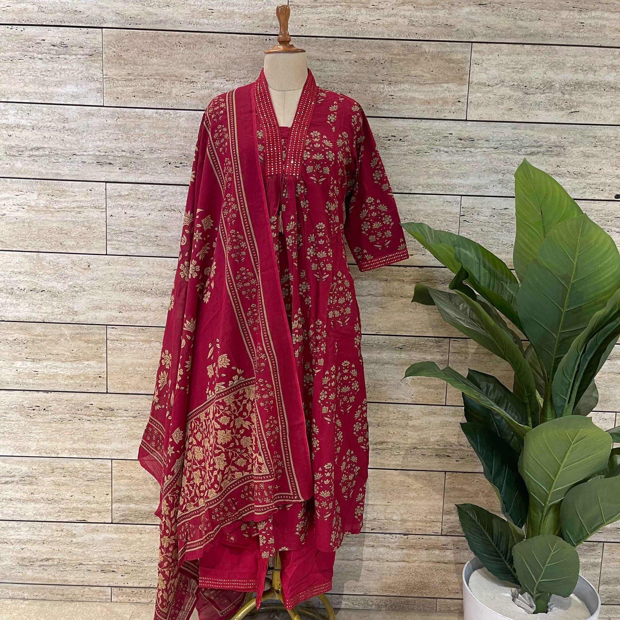 Pure Cotton A Line Dupatta Set