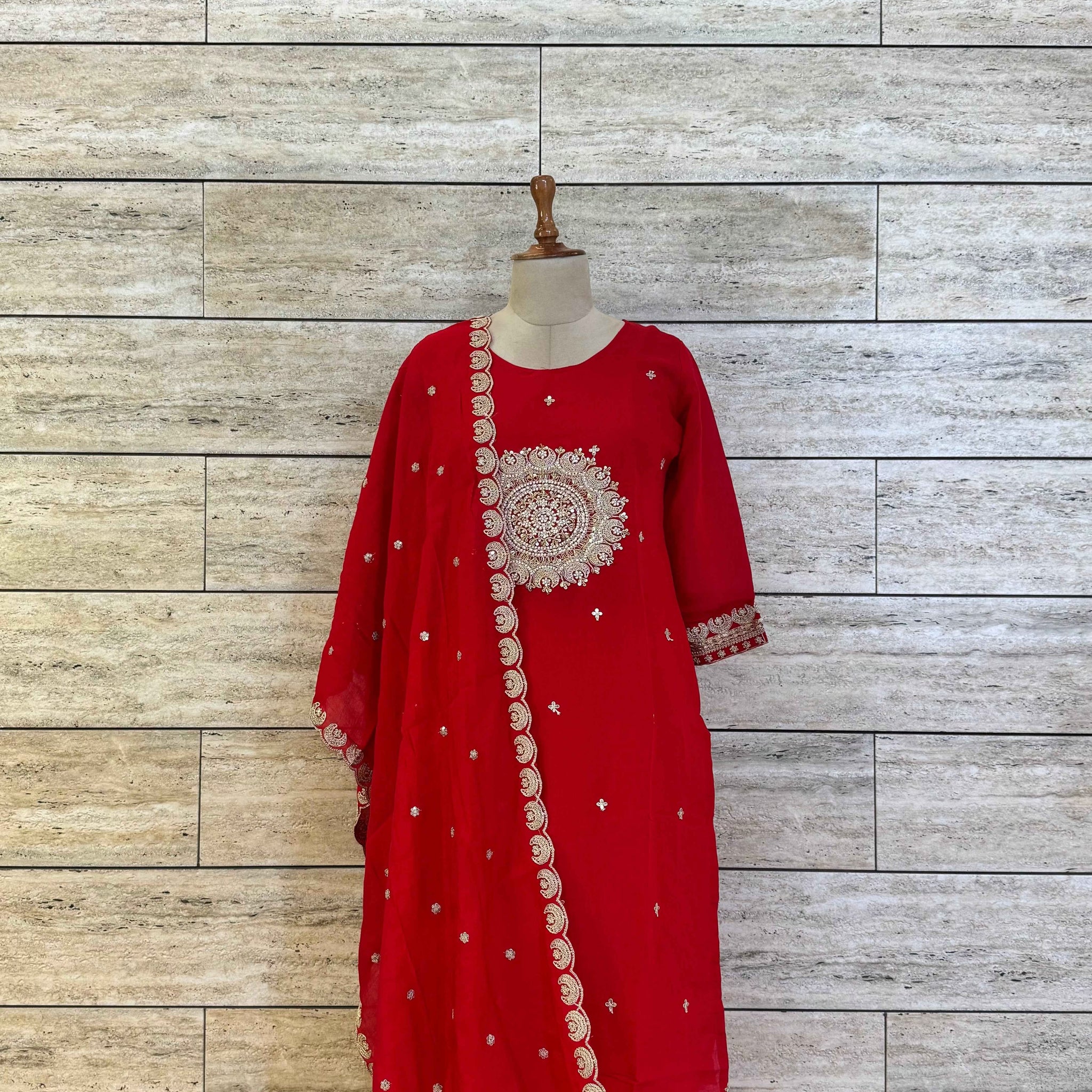 Premium Mul Chanderi With Hand Work Dupatta Set