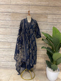 Pure Cotton A Line Dupatta Set