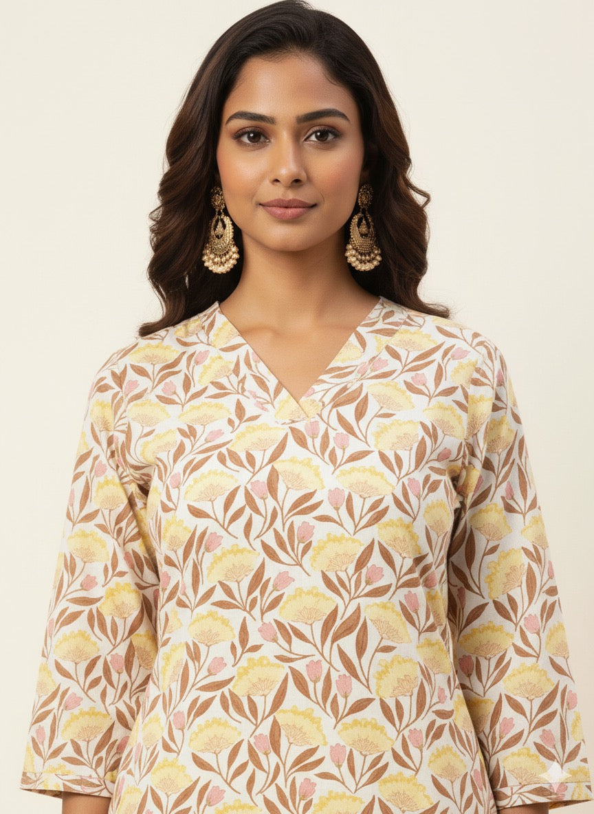 Jaal Floral Print Only Cotton Kurta    OK006