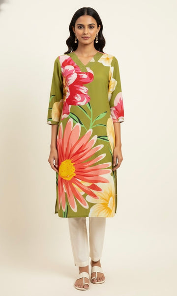 Pure Muslin Floral Print Only Kurtas Set  MOK003