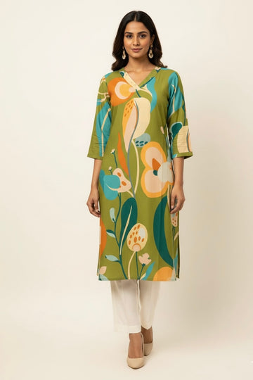 Pure Muslin Floral Print Only Kurtas Set MOK004