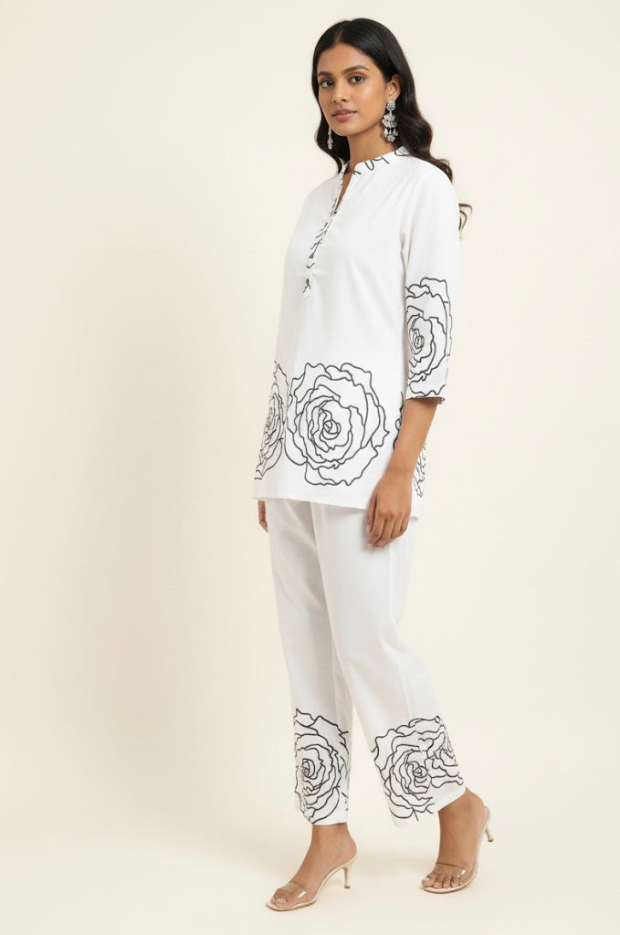 Floral Print Pure Cotton Two Piece Co Ord Set   FL0140