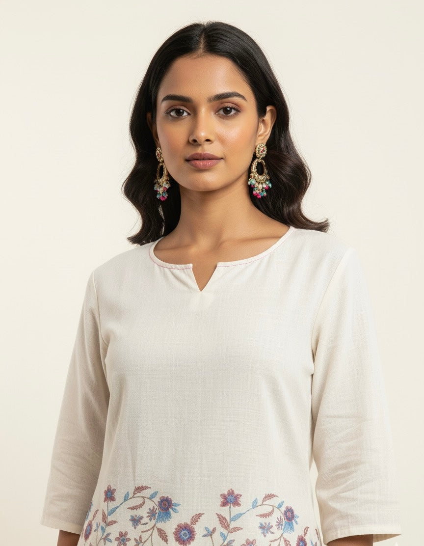 Two Piece Pure Cotton embroidery  Co ord set COS003