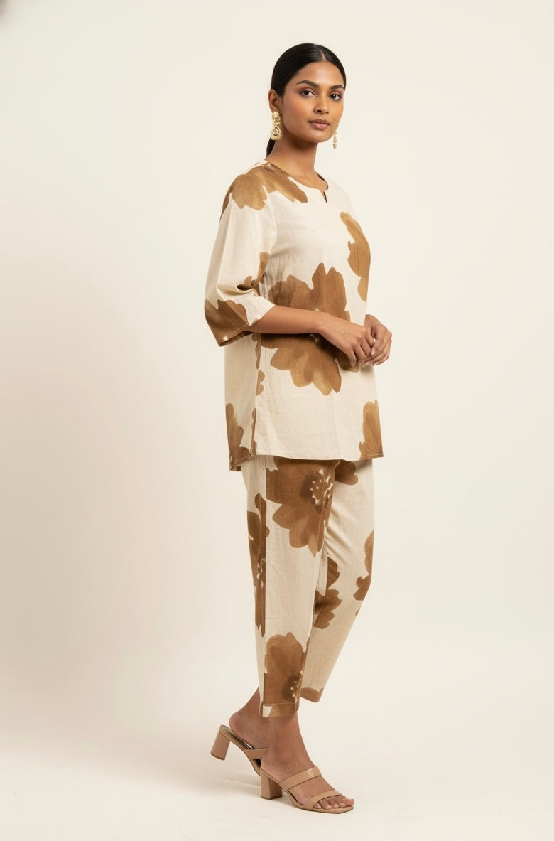 Pure cotton floral print Co Ord set plus size COS008