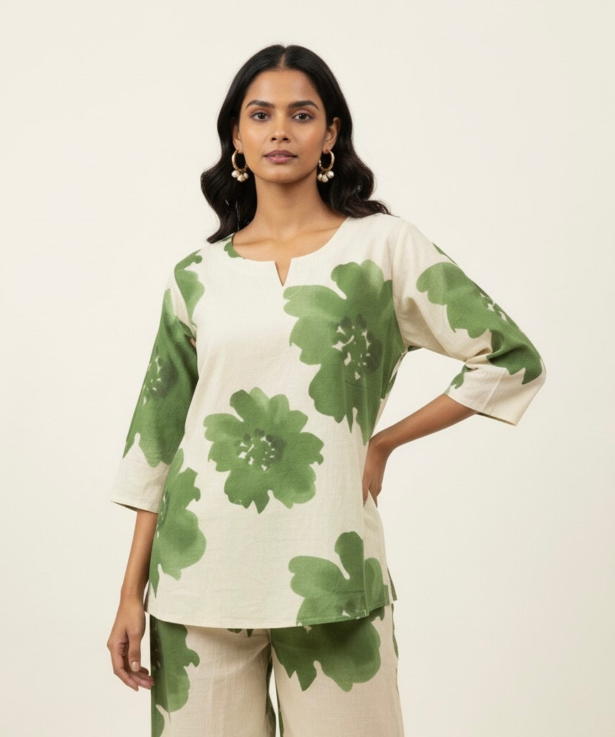 Pure cotton floral print Co Ord set plus size COS008