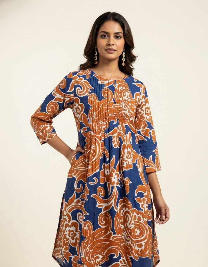 Pure Cotton Floral Print Apple Cut Co Ord Set