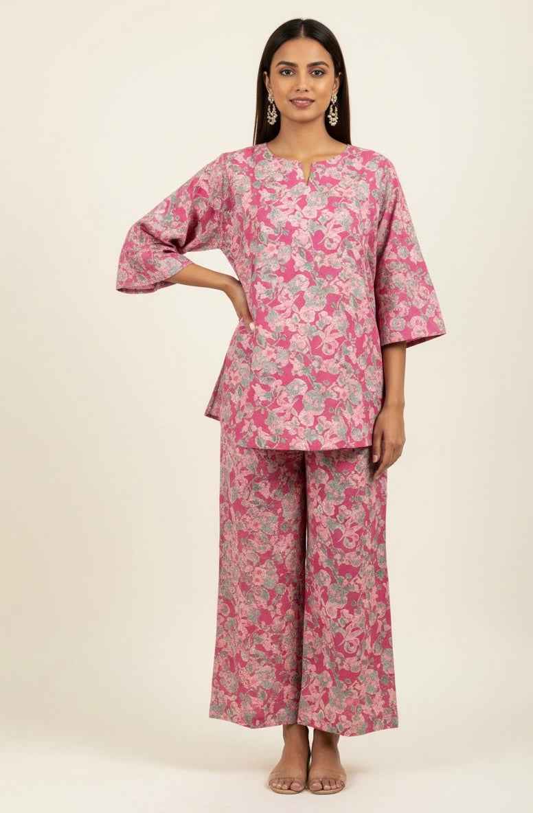 Pure Cotton Floral Print Co Ord Set