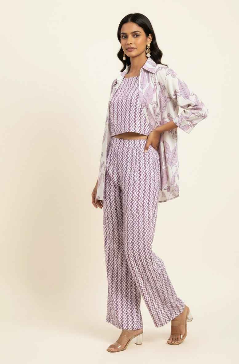 Pure Cotton floral print cord set with jeket