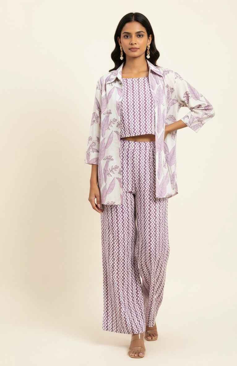 Pure Cotton floral print cord set with jeket