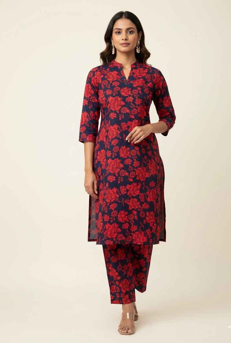 Pure Cotton Floral Print cord Set