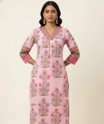 Pure Cotton Floral Print Two Piece Pant Set