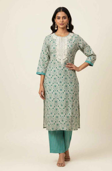 Pure muslin Floral Print Two Piece pant Set