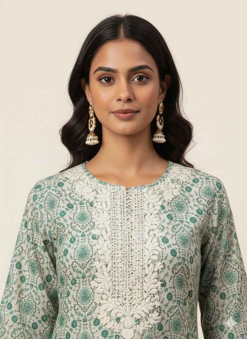 Pure muslin Floral Print Two Piece pant Set