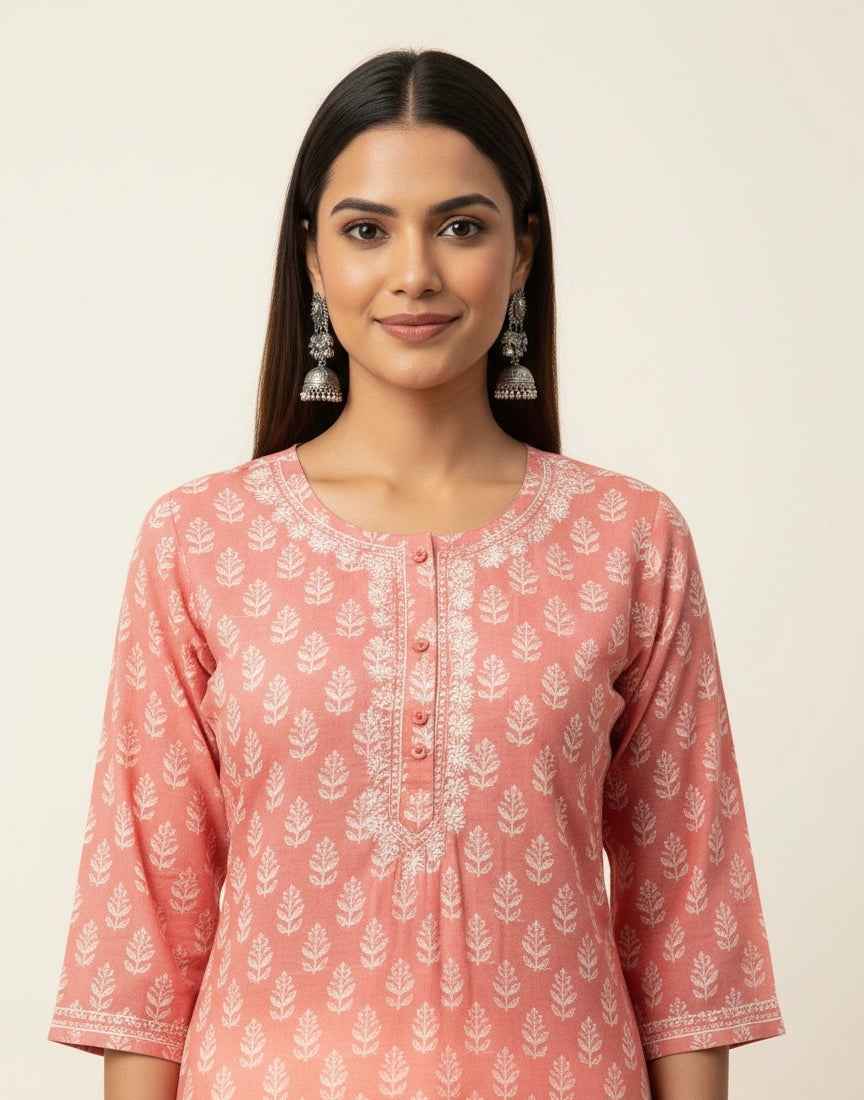 Pure Cotton Floral Print Two Piece pant Set