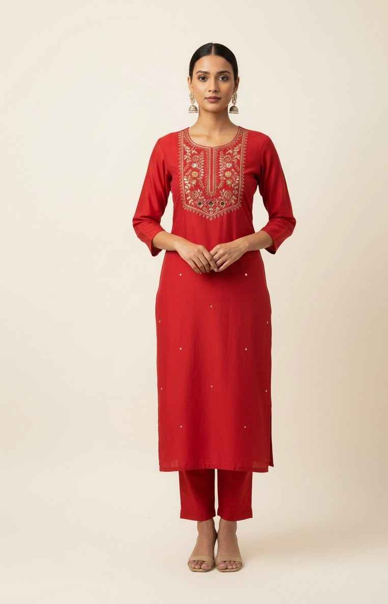 Pure Muslin Bandhej Dupatta Set With Embroidery