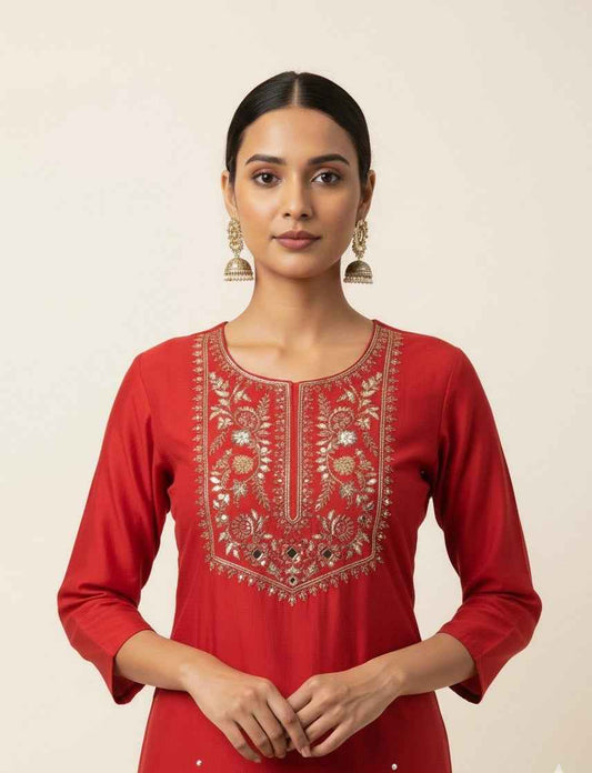 Pure Muslin Bandhej Dupatta Set With Embroidery