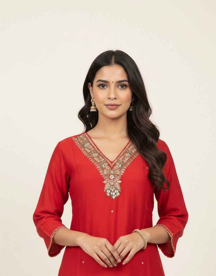 Pure Muslin Bandhej Dupatta Set With Embroidery