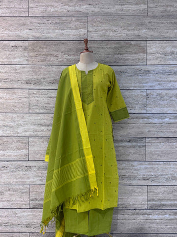 Hnadloom Cotton Bold Colors Dupatta Set
