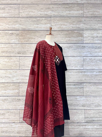 Premium Ajrakh Print Cotton Dupatta Set CS071