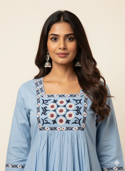 Pure Muslin A Line Two Piece Pant Set  MPS008