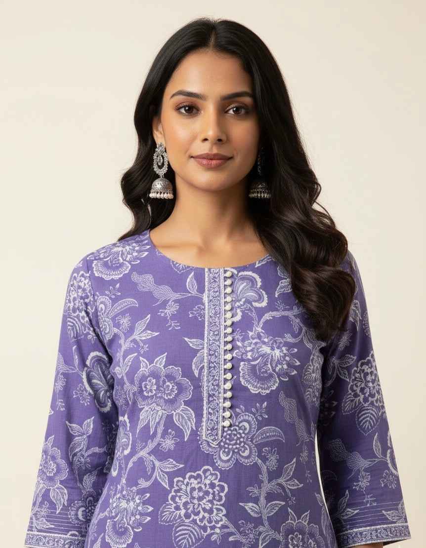 Pure Cotton Three Piece Suit With Quilted Cotton Jacket