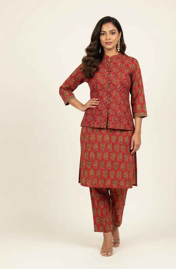 Pure Cotton Three Piece Suit With Quilted Cotton Jacket JK002