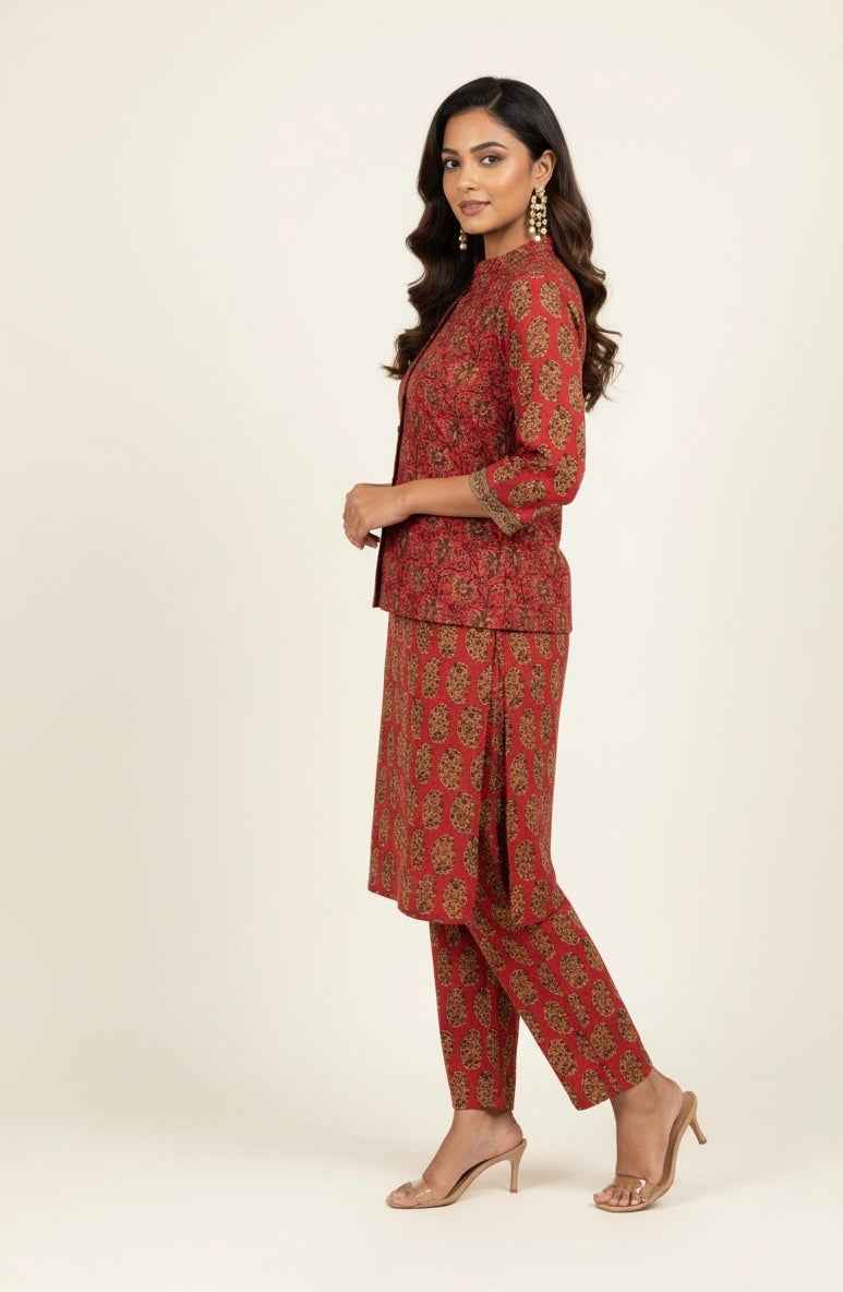 Pure Cotton Three Piece Suit With Quilted Cotton Jacket JK002