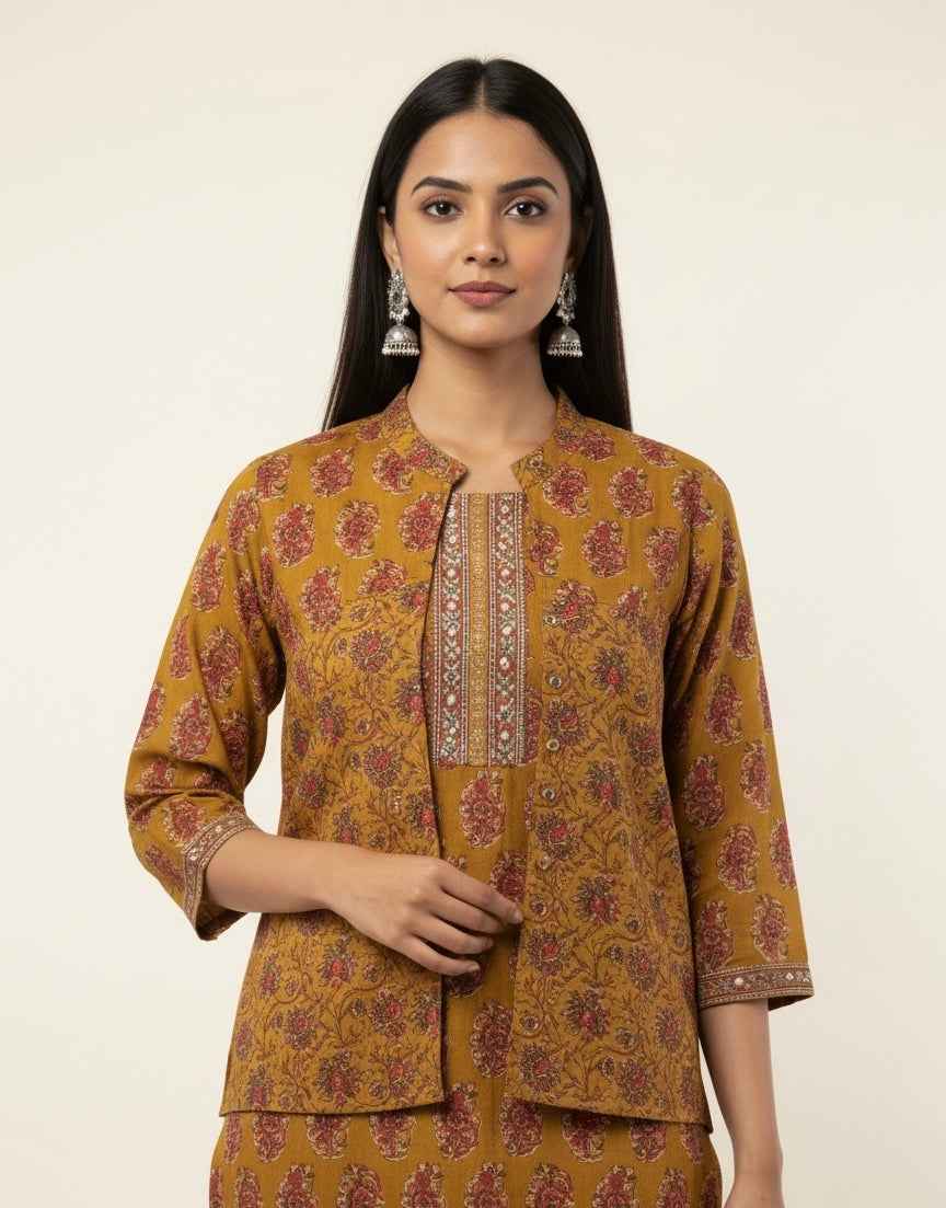 Pure Cotton Three Piece Suit With Quilted Cotton Jacket JK002