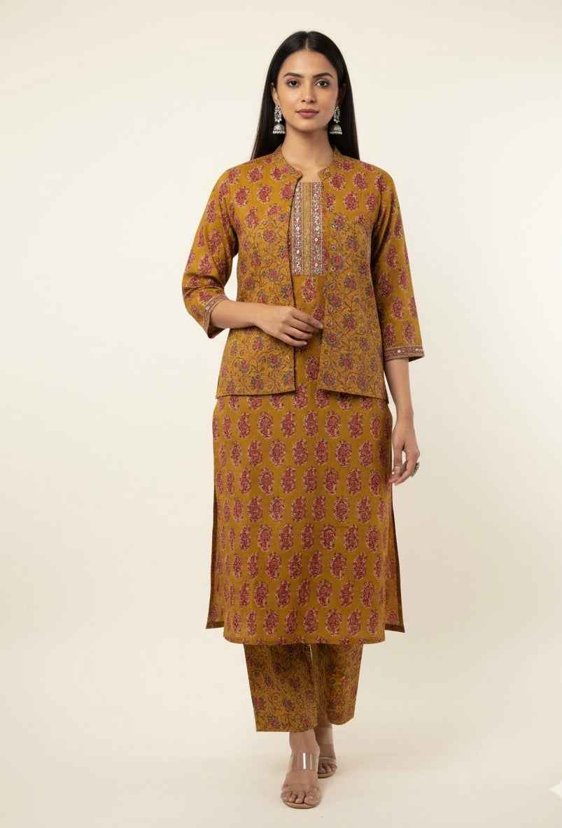 Pure Cotton Three Piece Suit With Quilted Cotton Jacket JK002