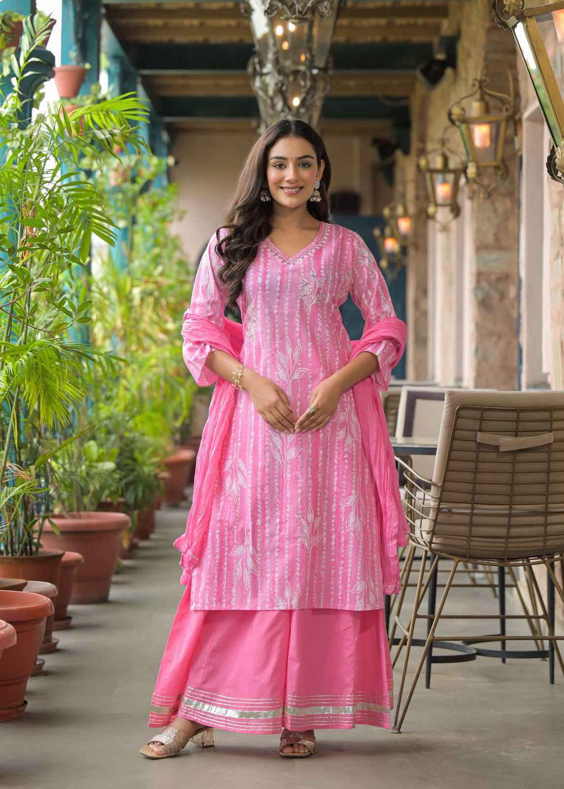 Pure Cotton Embroidery Dupatta Set With Divider CS035