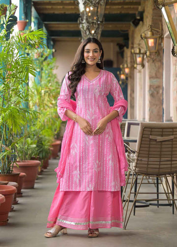 Pure Cotton Embroidery Dupatta Set With Divider CS035