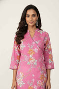 Angrakha Style Floral Print Cotton Kurtas OK053