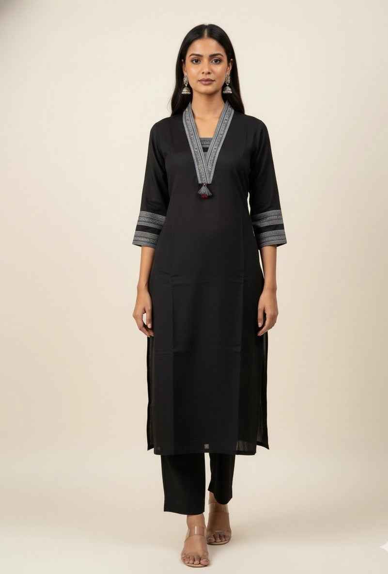 Pure muslin V Neck Dupatta Set MS016