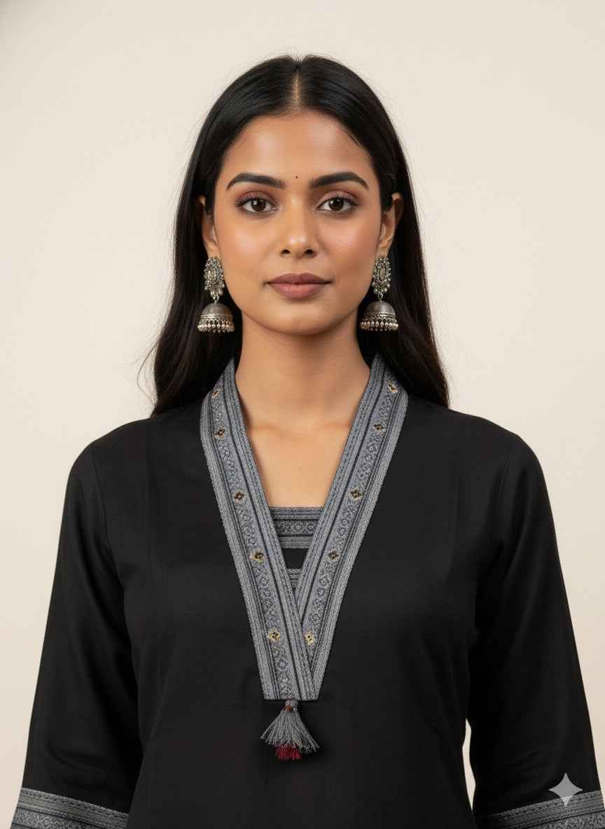 Pure muslin V Neck Dupatta Set MS016