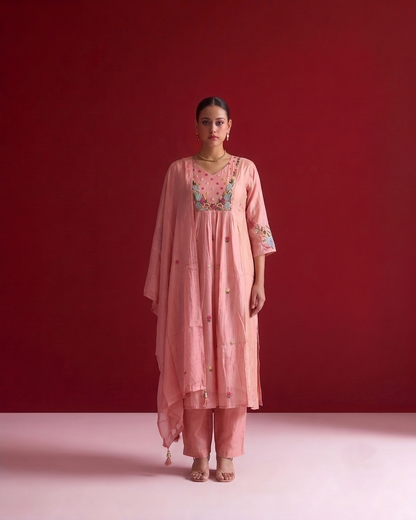 Chanderi Silk Floral Embroidered Suit MLC28
