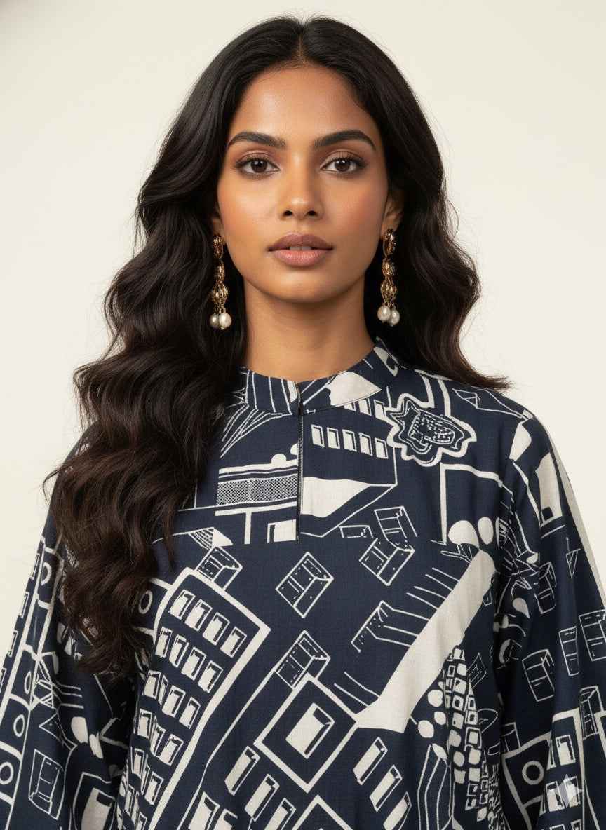 Pure Cotton Floral Print  One Piece Midi Dress  SD021