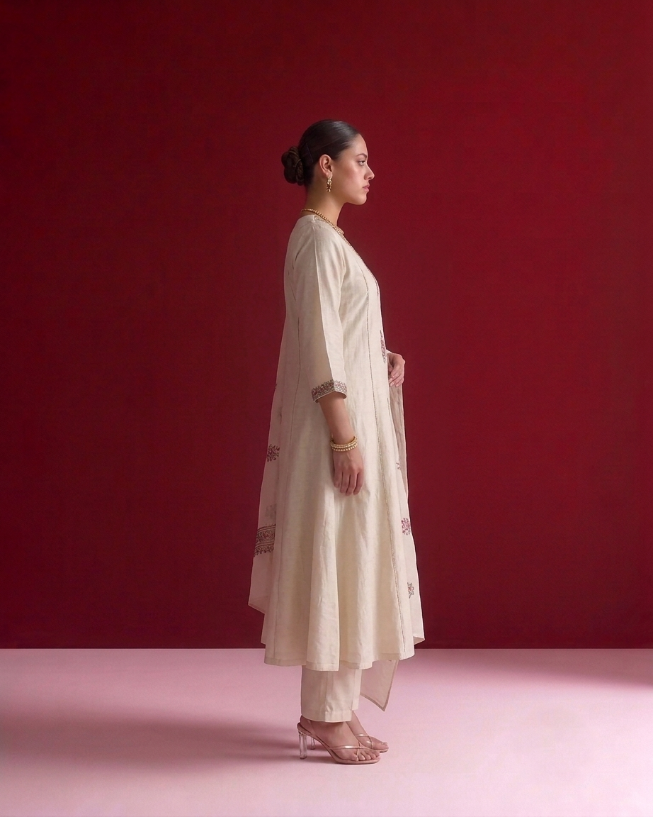 A Line  Mul Chanderi  Dupatta Set