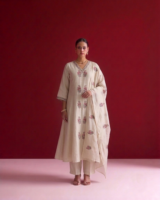 A Line  Mul Chanderi  Dupatta Set