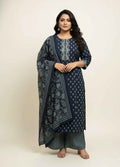 Pure Cotton Three Piece Dupatta Set With Plus Size CS0143