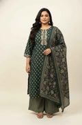 Pure Cotton Three Piece Dupatta Set With Plus Size CS0143