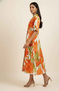 Pure Cotton Floral Print  One Piece Midi Dress SD027