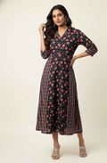 Pure Cotton Floral Print  One Piece Midi Dress SD030