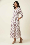Pure Cotton Floral Print  One Piece Midi Dress SD033