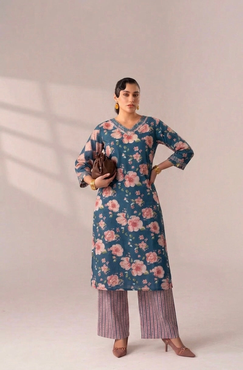 Pure Cotton Three Piece Dupatta Set MSS017