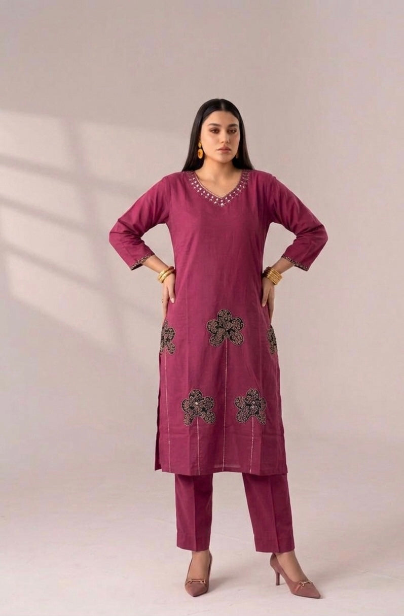 Pure Cotton Three Piece Dupatta Set MSS019