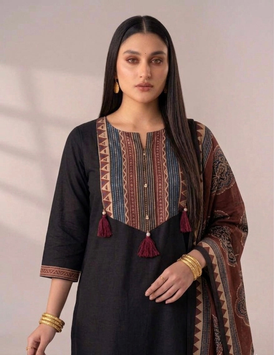 Pure Cotton Three Piece Dupatta Set MSS023